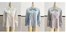 Moda manga longa camisa de seda feminina moda primavera outono nova blusa de cetim feminino arco escritório topos pulôver