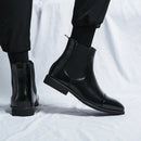 Chelsea botas para homens sola vermelha pu tornozelo negócios dedo do pé redondo deslizamento-em botas masculinas frete grátis tamanho 38-46 sapatos masculinos