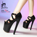 20cm super salto alto boate rainha glitter sapatos de dança cruz oco fivela plataforma verão palco mostrar sandálias lantejoulas feminino