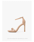 Moda tornozelo cinta ao ar livre sandálias para mulher 6cm 8cm 10cm verão salto alto preto banda estreita stiletto elegante senhoras sapatos