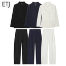 ETJ 2025 novo design de moda feminina corte tridimensional gola alta jaqueta de terno fino e calças casuais combinando