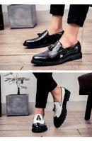 2026 Novo Sapato Masculino Slip-On Casual de Couro com Estampa de Crocodilo e Franjas Tamanho Grande 46