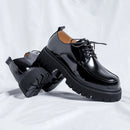 Sapatos de couro casual masculino, alta sola, plataforma, japonês, harajuku, streetwear coreano, lustroso, negócios, casamento, moda