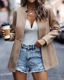 Blazer Feminino de Manga Longa, Cardigã Casual Chic Francês, Casaco Feminino, Vestuário Feminino