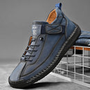 Sapatos masculinos de couro feitos à mão, mocassins casuais de couro respirável, sapatos baixos da moda, sapatos com ferramentas, plus size