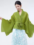 Mulheres primavera outerwear cardigan xale 2026 novo solto queimado lapela tie-up estilo assimétrico feminino outerwear topo