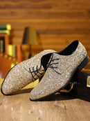 Homens de luxo vestido sapatos ouro prata lantejoulas sapatos de casamento de alta qualidade rendas oxford sapatos designer de moda masculino apartamentos tamanho grande