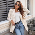 2025 outono e inverno novo terno jacquard único botão fino ajuste elegante casaco de deslocamento para mulher