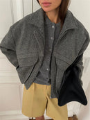 Tossy outono cinza zíper outwear jaquetas feminino sólido solto retalhos cintura alta recortado casaco superior streetwear feminino y2k jaquetas