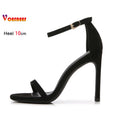 Moda tornozelo cinta ao ar livre sandálias para mulher 6cm 8cm 10cm verão salto alto preto banda estreita stiletto elegante senhoras sapatos