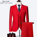 Luxo 3 peças terno de casamento masculino moda magro cor sólida negócios escritório terno define tamanho grande masculino blazer + calças + colete