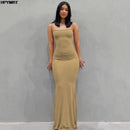 Cetim deslizamento sem mangas sem costas magro sexy maxi vestido 2022 primavera feminino festa y2k conciso bodycon vestidos elegantes roupas femininas