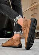 Sapatos masculinos de couro feitos à mão, mocassins casuais de couro respirável, sapatos baixos da moda, sapatos com ferramentas, plus size