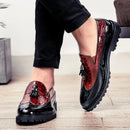2026 Novo Sapato Masculino Slip-On Casual de Couro com Estampa de Crocodilo e Franjas Tamanho Grande 46