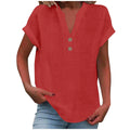 Cor pura botão até decote em v manga curta camisa de rayon de bambu verão moda feminina camisa de botão casual negócios topo