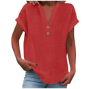 Cor pura botão até decote em v manga curta camisa de rayon de bambu verão moda feminina camisa de botão casual negócios topo