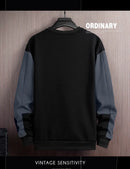 2026 Men's Casual Sweatshirts Fashion Harajuku Streetwear Long Sleeve Patchwork Loose O-Neck Pullover Tops Hip Hop Hoodies Male