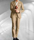 Green Linen Male Suits Wedding Tuxedo Business Fashion Blazer Sets Custom Made Two Pieces (Jacket+Pants) Conjuntos De Chaqueta