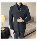 Terno Masculino Slim de Luxo Cinza e Preto M-7XL com Colete e Calça - Estilo Casual de Negócios e Abotoamento Duplo para Noivos
