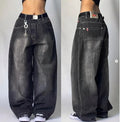Streetwear moda novo multi-bolso lavado baggy jeans masculino e feminino y2k hip-hop harajuku casual gótico cintura alta calças largas