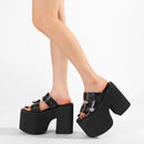 Gdgydh-sandálias plataforma com fivela para as mulheres, sapatos abertos, estilo cunha, moda, para o verão
