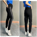 Coreano novo 2026 primavera outono perfuração quente jeans elásticos feminino solto de cintura alta haren denim calças femininas casuais jeans selvagens