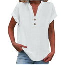 Cor pura botão até decote em v manga curta camisa de rayon de bambu verão moda feminina camisa de botão casual negócios topo