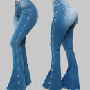 Roupas femininas novos jeans europeu americano 2026 novo popular cintura alta elástica chão alto-falante jeans feminino calças compridas jeans