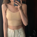 1pc feminino sexy cor sólida camisola tubo de seda gelo sem costura esportes regata sem fio roupa interior sutiã acolchoado bralette colete
