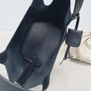 Bolsa de couro de vaca de camada superior, estilo europeu, bolsa tipo balde, cesta de vegetais frescos, bolsa fena com al...