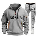 Conjunto Masculino de Moletom e Calça 2 Peças Primavera/Outono 2026, Novo, para Corrida ao Ar Livre, Corta-Vento, com Zíper, Quente, Roupa Esportiva Masculina