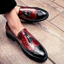 2026 Novo Sapato Masculino Slip-On Casual de Couro com Estampa de Crocodilo e Franjas Tamanho Grande 46