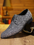 Homens de luxo vestido sapatos ouro prata lantejoulas sapatos de casamento de alta qualidade rendas oxford sapatos designer de moda masculino apartamentos tamanho grande