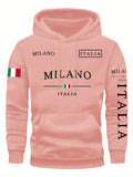 Moletom Unissex ITALIA MILANO para Atividades ao Ar Livre, Casual, Esportivo, Férias, Tendência Primavera, Outono, Inverno, Casal