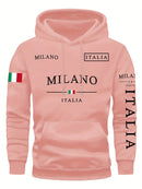 Moletom Unissex ITALIA MILANO para Atividades ao Ar Livre, Casual, Esportivo, Férias, Tendência Primavera, Outono, Inverno, Casal