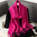 62 cores sólidas mulheres cachecol de inverno quente engrossar xale de caxemira moda ao ar livre luxo borlas pashmina senhora envoltório cachecóis à prova de vento