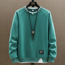 2026 New Mens Casual Sweatshirts Harajuku Solid Color Fashion Fake Two Pieces O-Neck Sweatshirt Hoodies Hip Hop Male Streetwear
