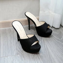 Sandálias de plataforma antiderrapante para mulheres, chinelos femininos, saltos finos, saltos super altos, sapatos de festa, verão, novo, 12cm, tamanho 34-39, 2022