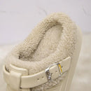 À prova dwaterproof água eva peludo mules chinelos feminino 2025 inverno fivela de metal quente chinelos de pelúcia macio fundo grosso não deslizamento slides internos