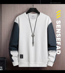 2026 Men's Casual Sweatshirts Fashion Harajuku Streetwear Long Sleeve Patchwork Loose O-Neck Pullover Tops Hip Hop Hoodies Male
