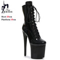 Botas de Plataforma Modernas para Mulheres, Pole Dance Lace-Up, Botas de Tornozelo PU Pretas, Botas Modernas Extremas, Em Estoque, Transporte Rápido, 15 cm, 17 cm, 20cm, Tamanho 36-44