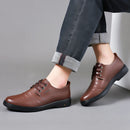 Sapato Masculino de Luxo em Couro Genuíno para Uso Externo, Sapatos Casuais de Couro Oxford com Cadarço, Sapatos Sociais de Grife com Cadarço para Negócios