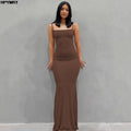 Cetim deslizamento sem mangas sem costas magro sexy maxi vestido 2022 primavera feminino festa y2k conciso bodycon vestidos elegantes roupas femininas