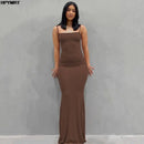 Cetim deslizamento sem mangas sem costas magro sexy maxi vestido 2022 primavera feminino festa y2k conciso bodycon vestidos elegantes roupas femininas