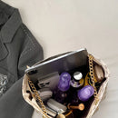 Nova presbiopia bolsa textura de couro macio grande capacidade bolsa feminina com acessórios pendurados bolsa de ombro