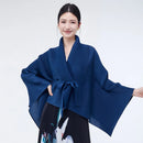 Mulheres primavera outerwear cardigan xale 2026 novo solto queimado lapela tie-up estilo assimétrico feminino outerwear topo