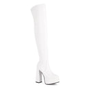 Botas acima do joelho de couro envernizado elástico para mulheres sexy t mostrar sapatos plataforma grossa botas mulher 15cm gótico coxa botas altas