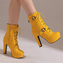 Plataforma botas curtas mulher outono e inverno 12cm salto alto cinto fivela tornozelo botas 2025 sola grossa sapatos de motocicleta tamanho 35-46