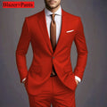 Novo Terno Masculino de Luxo Elegante 2026 - Conjunto de 2 Peças, Estilo Coreano Casual Slim Fit para Noivos e Eventos Sociais