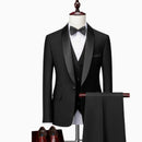 Conjunto de Terno Masculino 3 Peças com Lapela Preta Tamanho EUA: Casaco, Colete e Calças / Traje Formal para Noivo, Casamento e Negócios